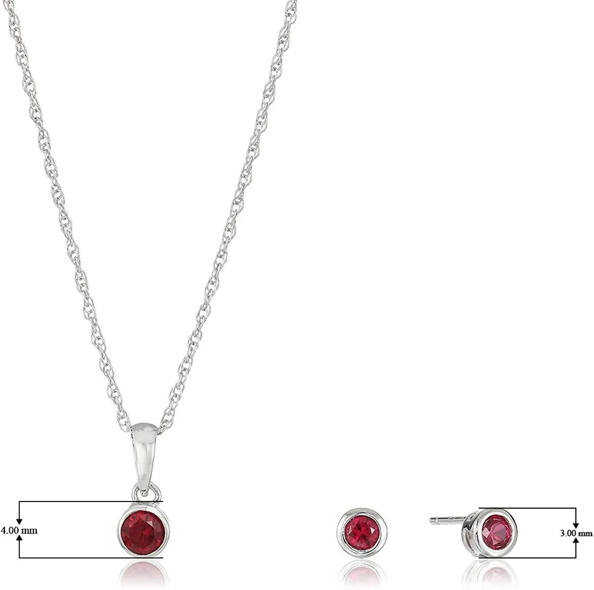 MORGAN & PAIGE .925 Sterling Silver 18K Gold or 14K Rose Gold or Rhodium Plated Dainty Birthstone Petite Stud Earrings and 16" Pendant Necklace Jewelry Set - Stud Earrings and Necklaces for Women