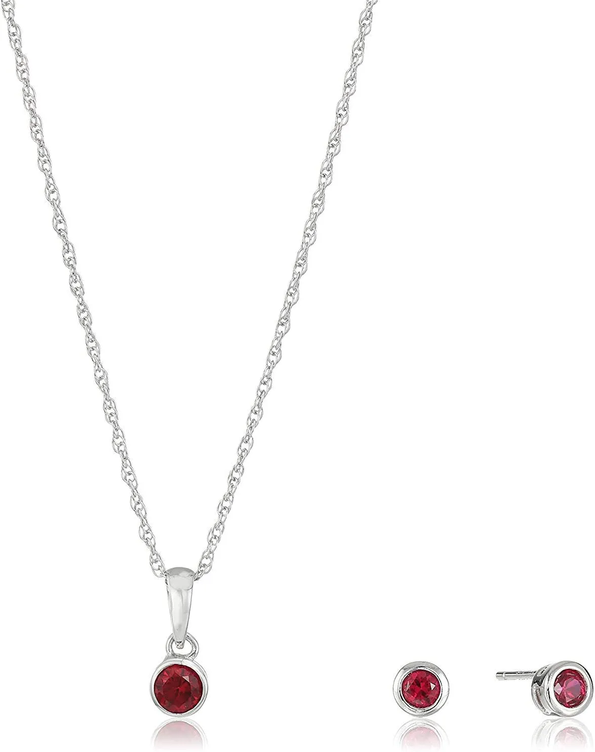 MORGAN & PAIGE .925 Sterling Silver 18K Gold or 14K Rose Gold or Rhodium Plated Dainty Birthstone Petite Stud Earrings and 16" Pendant Necklace Jewelry Set - Stud Earrings and Necklaces for Women