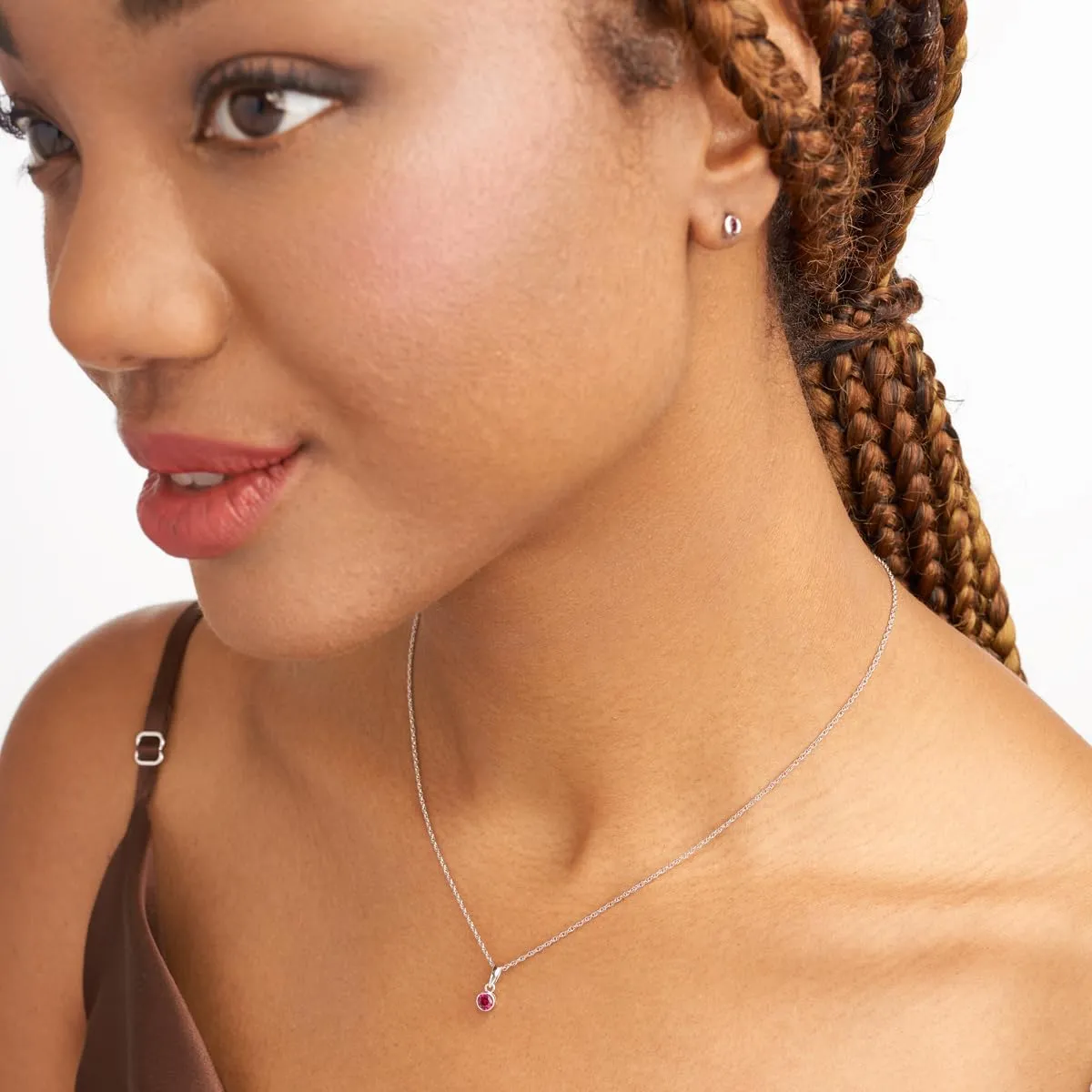 MORGAN & PAIGE .925 Sterling Silver 18K Gold or 14K Rose Gold or Rhodium Plated Dainty Birthstone Petite Stud Earrings and 16" Pendant Necklace Jewelry Set - Stud Earrings and Necklaces for Women