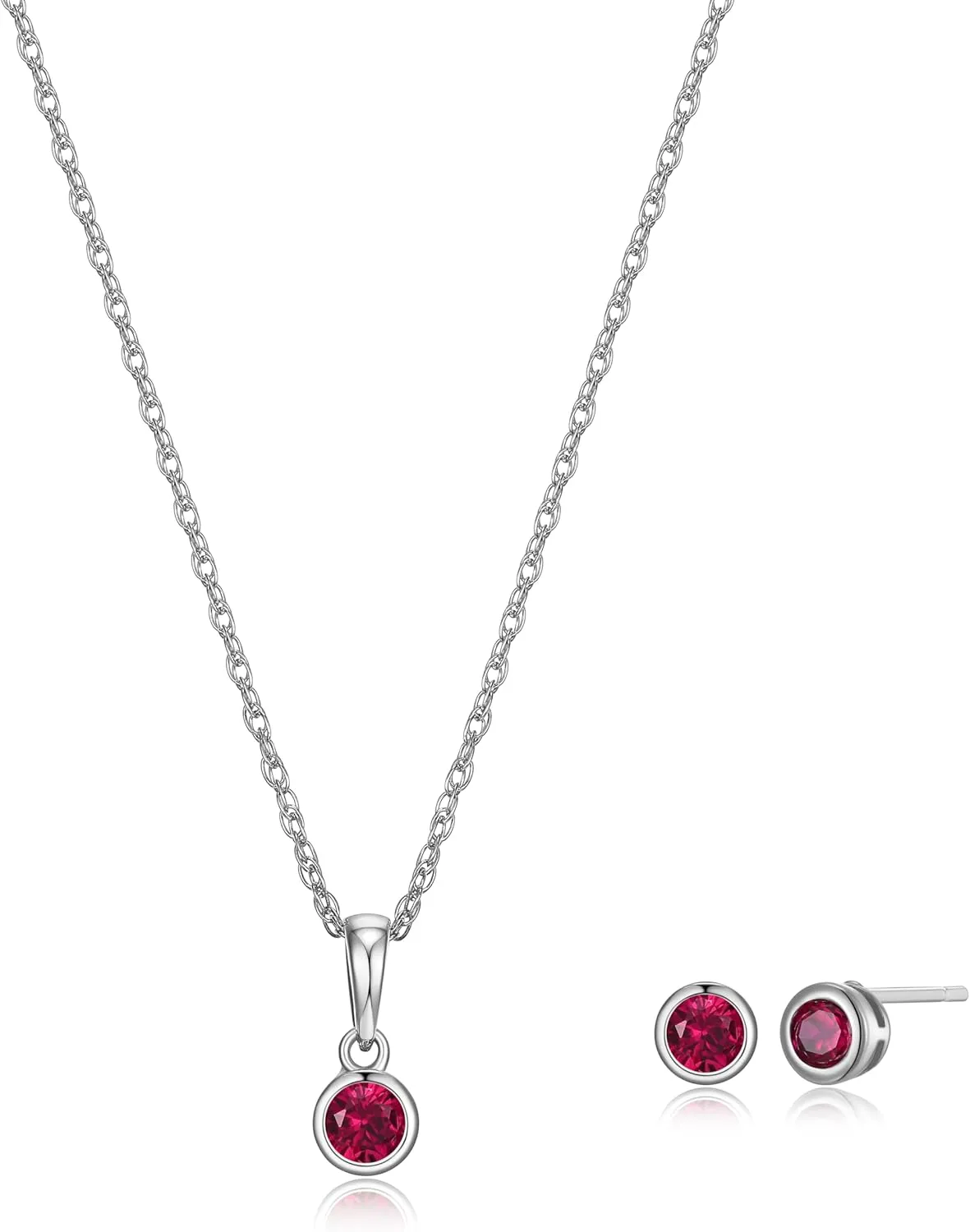 MORGAN & PAIGE .925 Sterling Silver 18K Gold or 14K Rose Gold or Rhodium Plated Dainty Birthstone Petite Stud Earrings and 16" Pendant Necklace Jewelry Set - Stud Earrings and Necklaces for Women