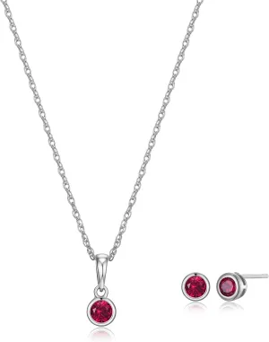 MORGAN & PAIGE .925 Sterling Silver 18K Gold or 14K Rose Gold or Rhodium Plated Dainty Birthstone Petite Stud Earrings and 16" Pendant Necklace Jewelry Set - Stud Earrings and Necklaces for Women