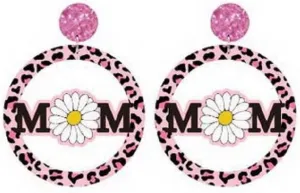 Mother's Day Mama Earrings Wood Sunflower Bear Leopard Print Dangle Drop Earrings Unique Lightweight Butterfly Cow Lightning MOM Letter Earrings for Mom Women Jewelry
