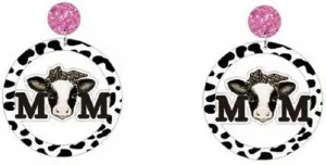 Mother's Day Mama Earrings Wood Sunflower Bear Leopard Print Dangle Drop Earrings Unique Lightweight Butterfly Cow Lightning MOM Letter Earrings for Mom Women Jewelry