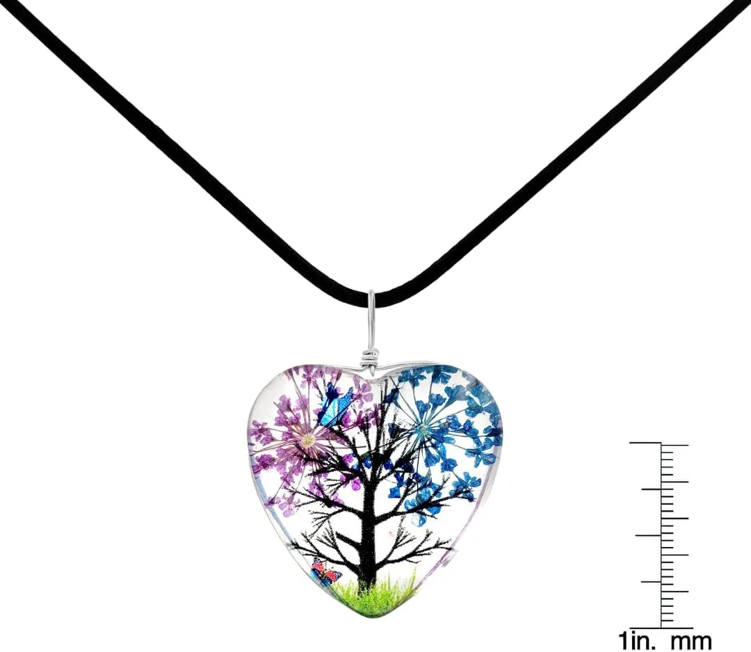Multicolor Glass Blossom Tree Pendant Necklace for Women Handmade Hypoallergenic Boho Beach Gala Wedding Style Fashion Jewelry