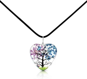 Multicolor Glass Blossom Tree Pendant Necklace for Women Handmade Hypoallergenic Boho Beach Gala Wedding Style Fashion Jewelry
