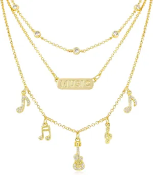 Multilayered Gold Charm Necklace for Women Sweet Fruit Sports Music Queen Cubic Zirconia Choker Tag Necklace with Cute Theme Pendant Adjustable Y2K Necklace Summer Beach Party Jewelry Gift