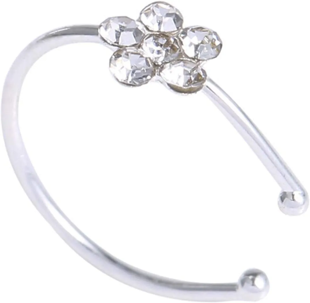 Mustache Jewelry Crystal Ring Clear Nose Stud Thin Small Crystal Nose Ring Nose Jewelry Cute Nose (Multicolor, One Size)