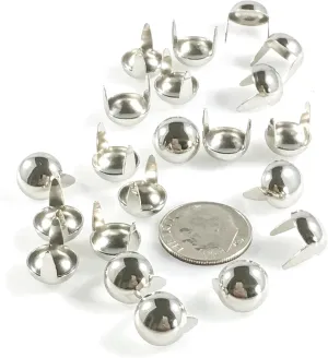 Nailheads Spots Studs 2 Prong Round Low Dome 8mm; Bright Nickel Finish 100 Pcs