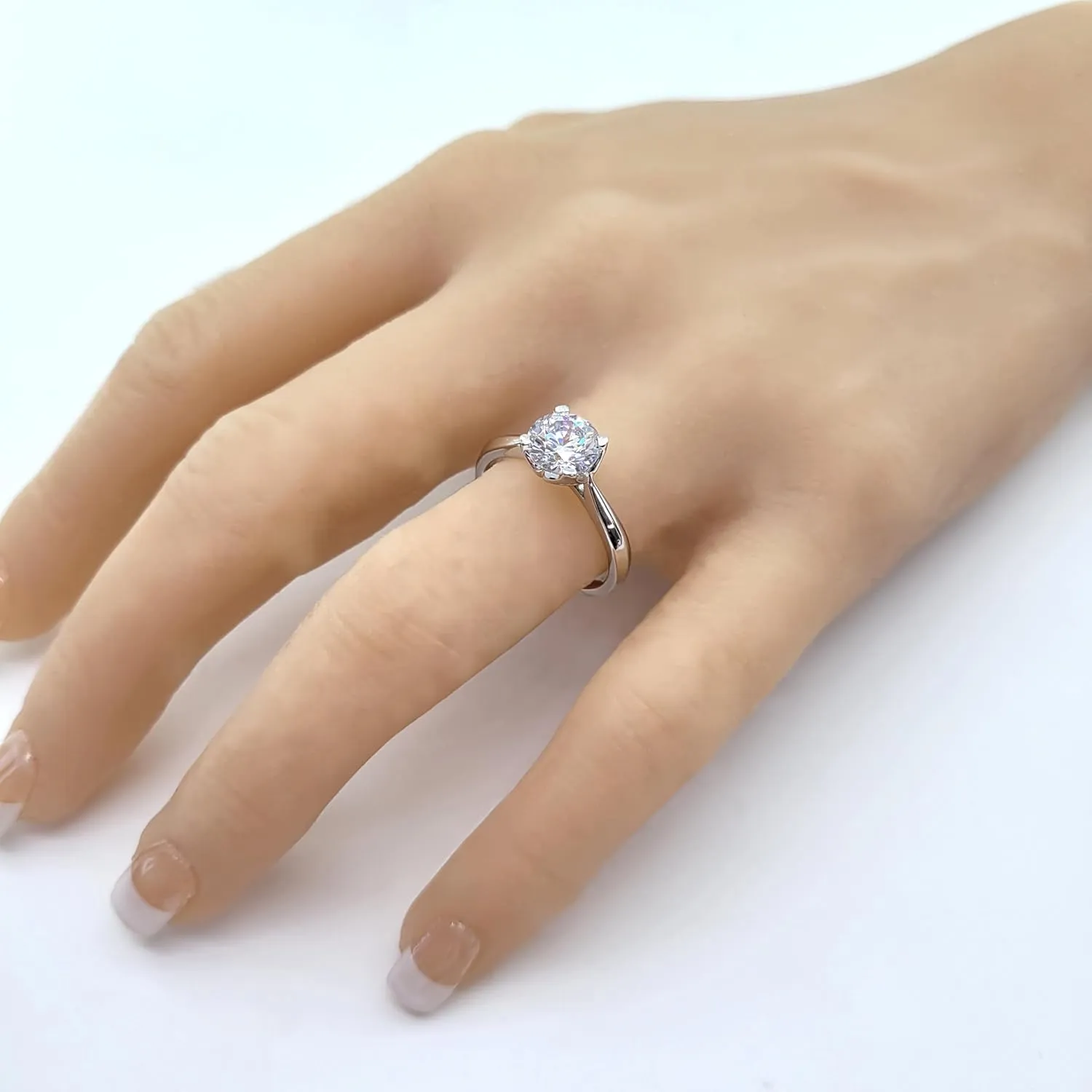 NANA Jewels 2.00ct-3.00ct Simulated Diamond Zirconia Engagement Ring Round Cut Heart & Soul Solitaire Sterling Silver