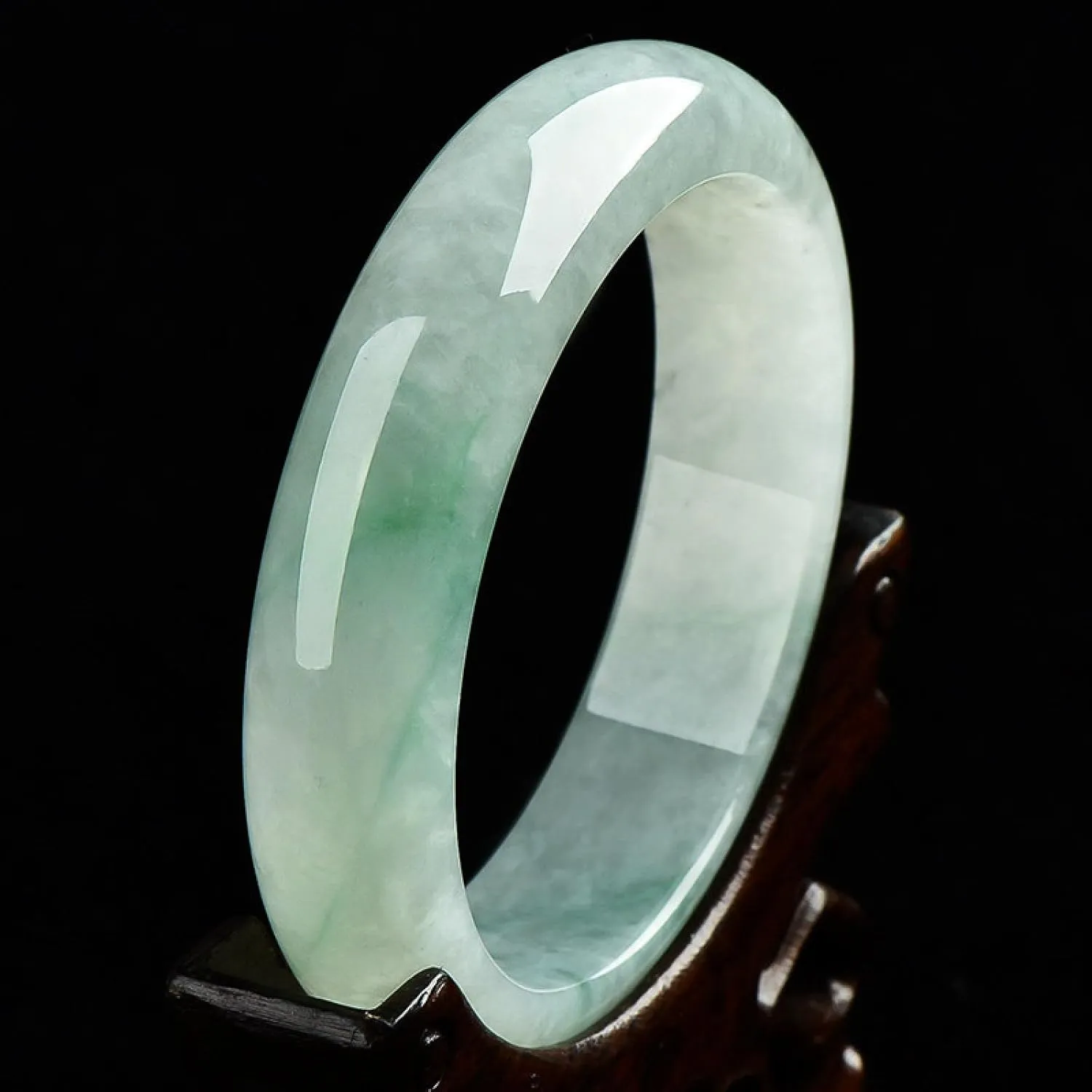 Natural burmese Jade Bangle Bracelet for Women, Retro Ice Chinese Style Handmade