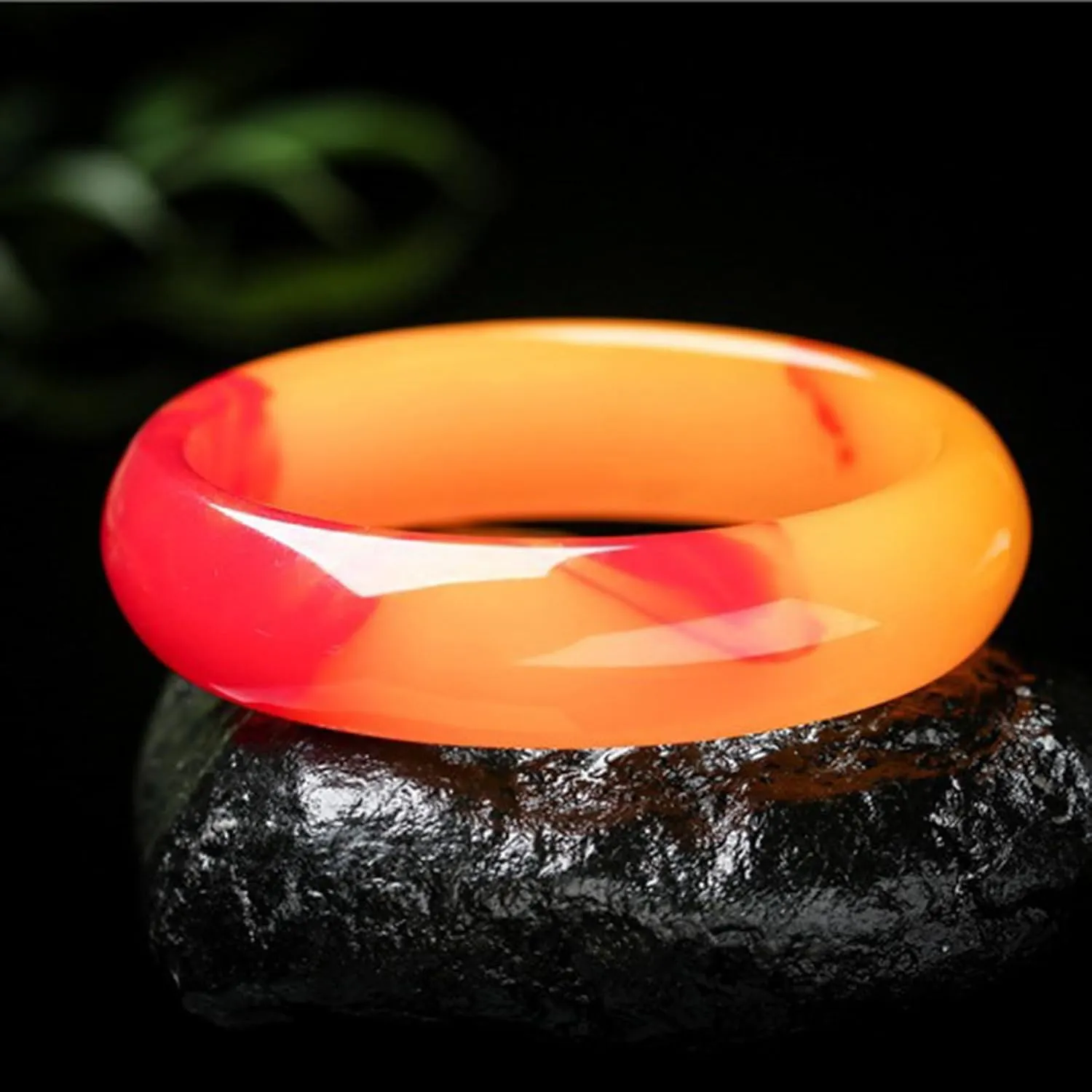 Natural Genuine Jade Bangle Bracelet for Women Red and Yellow Fashionable and Elegant Gifts for Wife