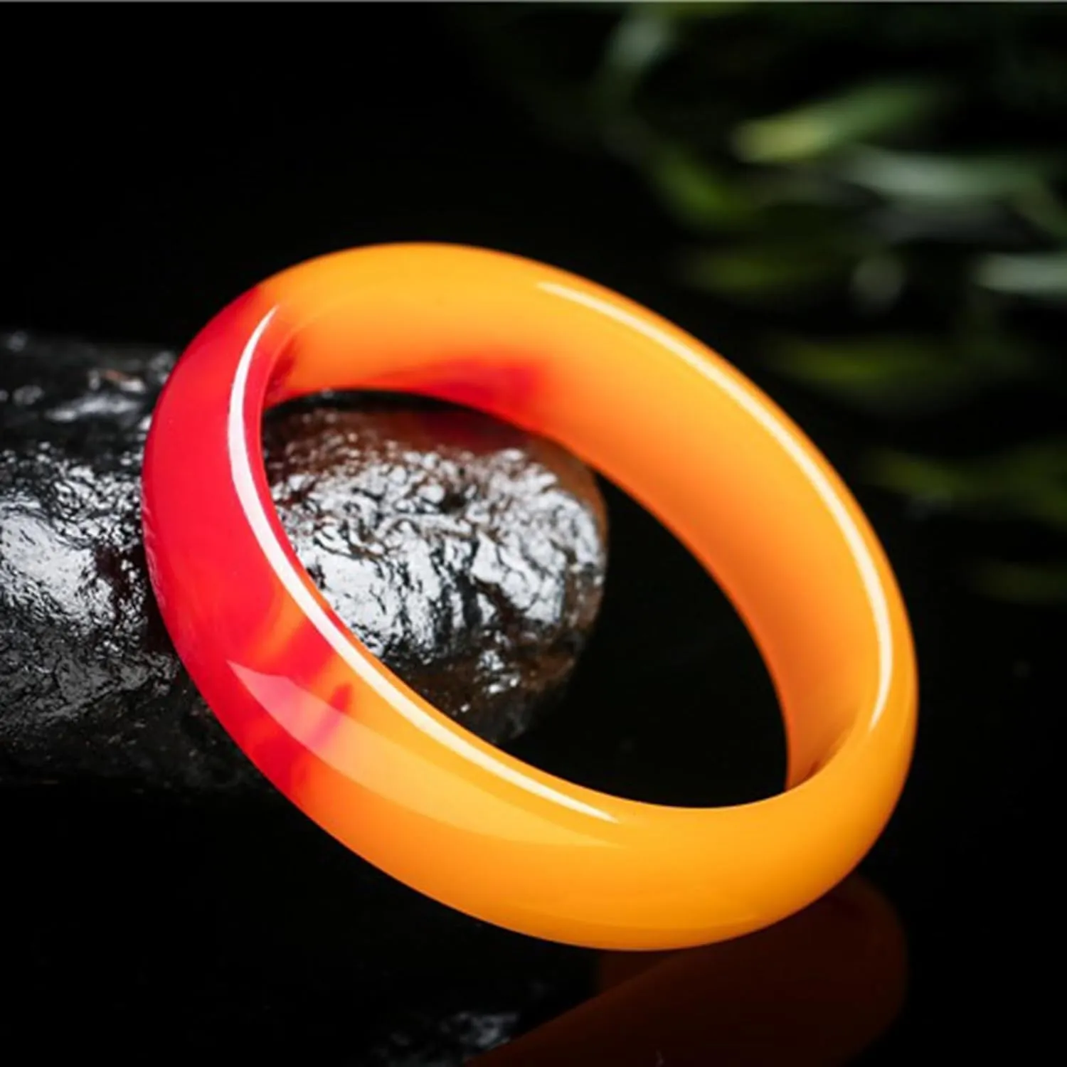 Natural Genuine Jade Bangle Bracelet for Women Red and Yellow Fashionable and Elegant Gifts for Wife