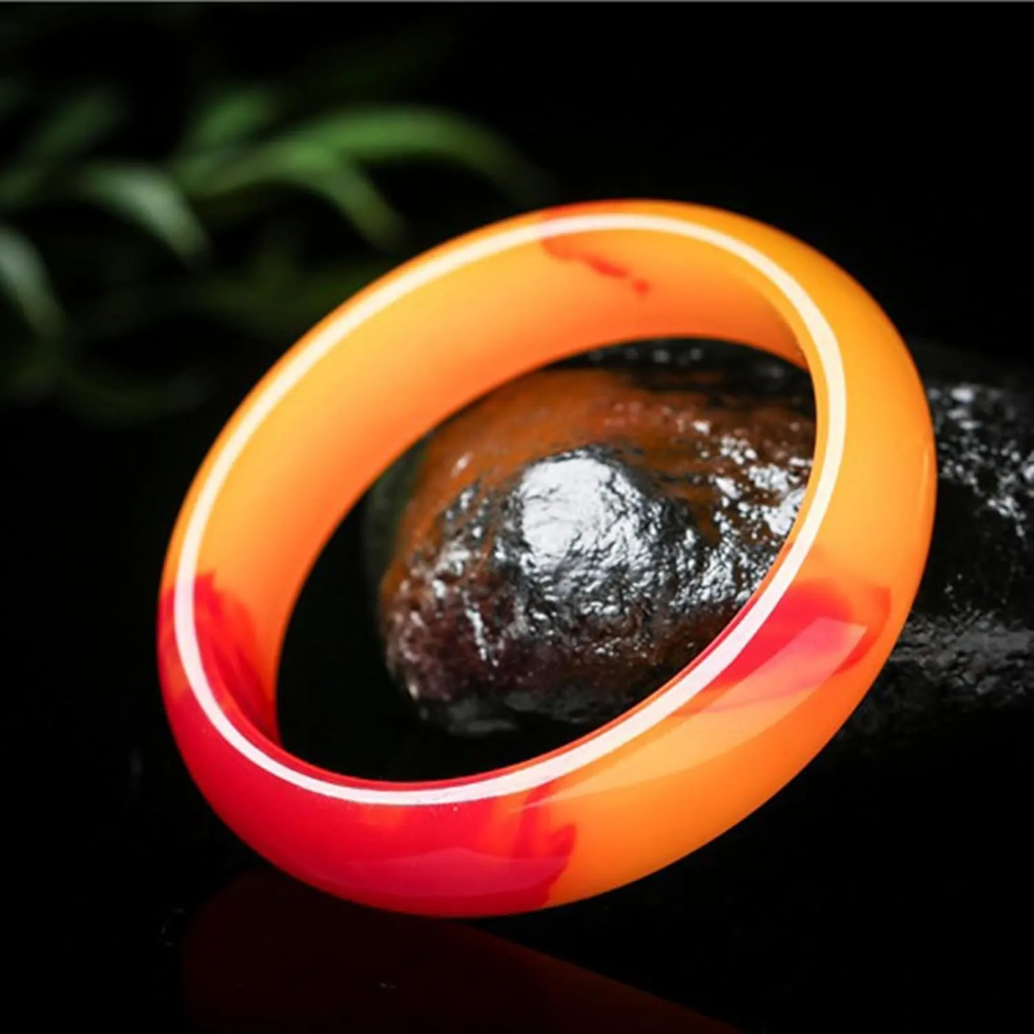 Natural Genuine Jade Bangle Bracelet for Women Red and Yellow Fashionable and Elegant Gifts for Wife