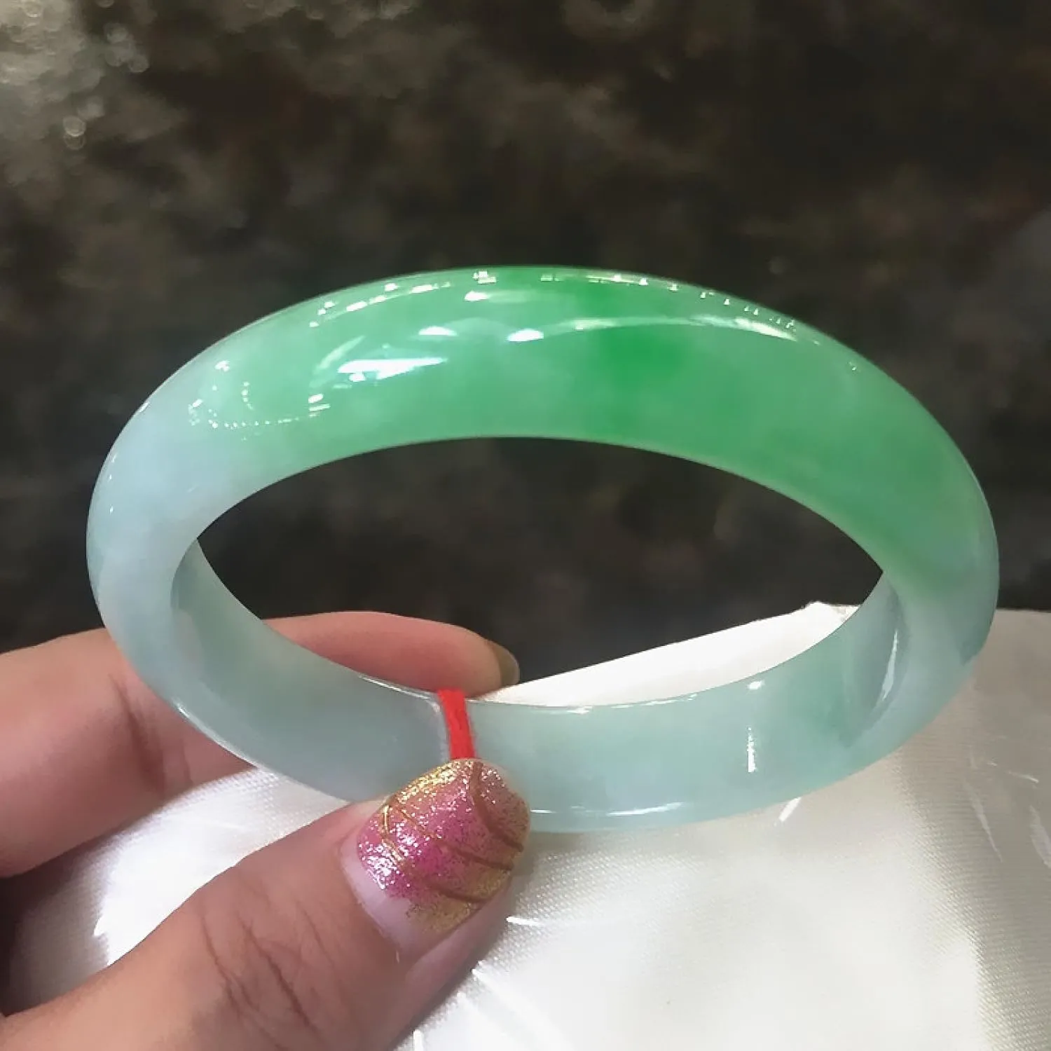 Natural Ice Species Green Jade Bangle Bracelet ??chalcedony bangle Genuine with Certificate