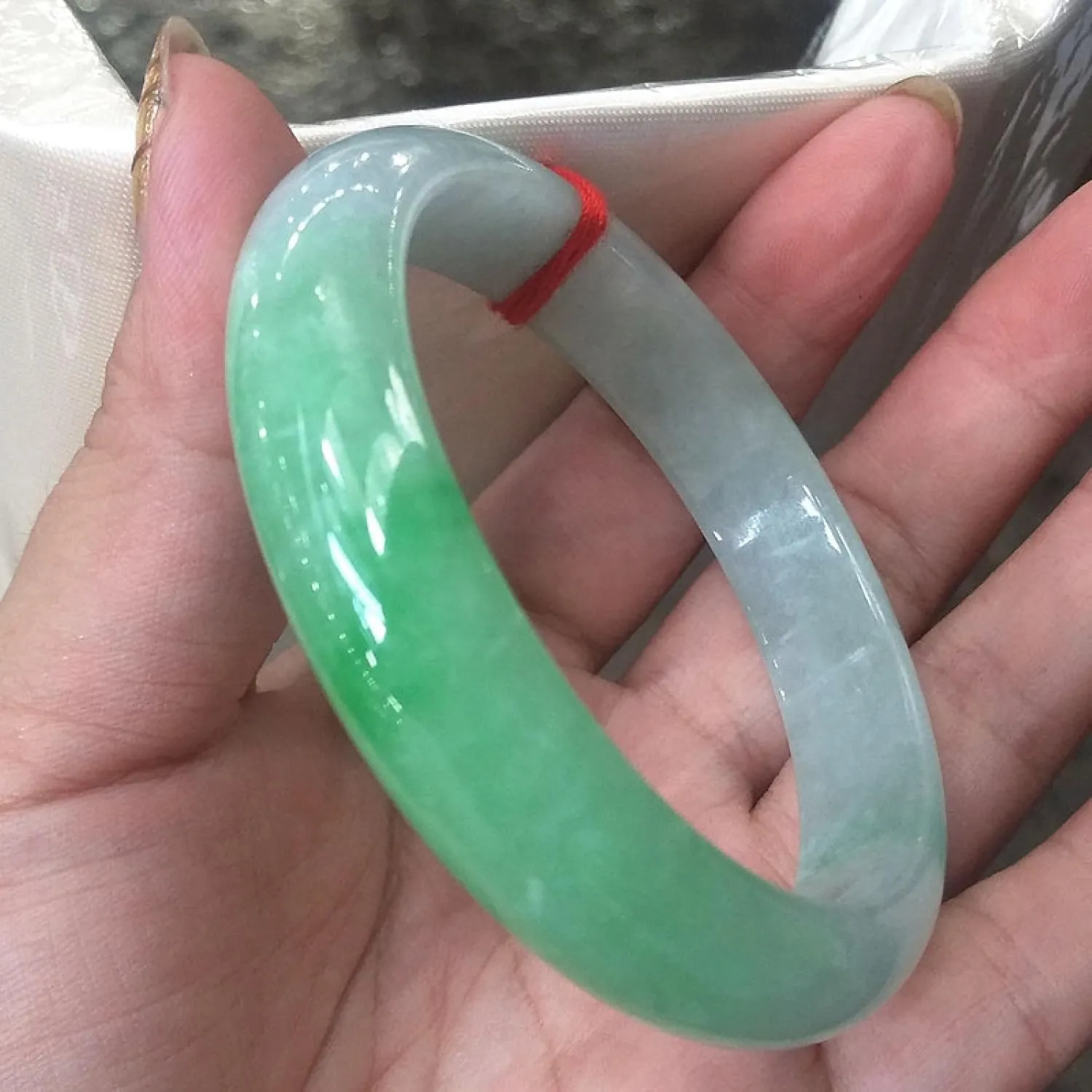 Natural Ice Species Green Jade Bangle Bracelet ??chalcedony bangle Genuine with Certificate