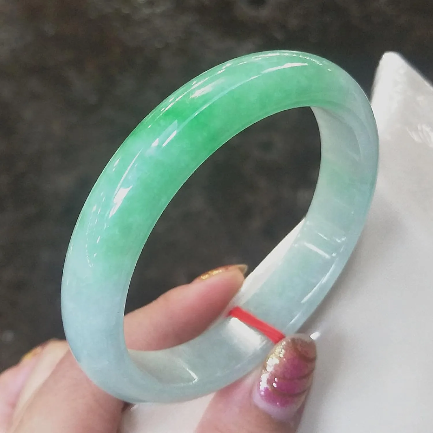 Natural Ice Species Green Jade Bangle Bracelet ??chalcedony bangle Genuine with Certificate