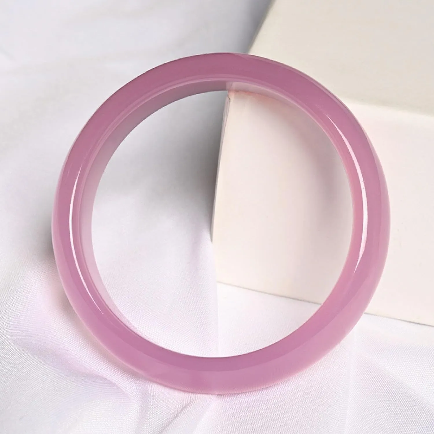 Natural Jade Bangle Bracelet for Women, Authentic Pink Oblate ??Round bar?? Handmade with certificate
