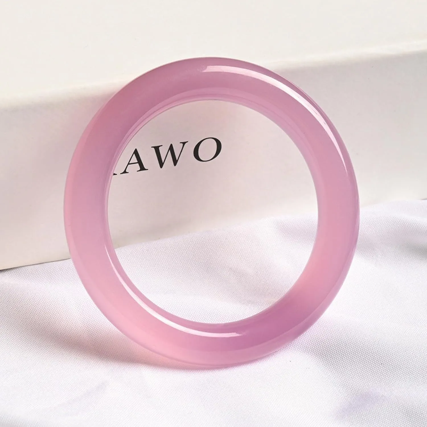 Natural Jade Bangle Bracelet for Women, Authentic Pink Oblate ??Round bar?? Handmade with certificate