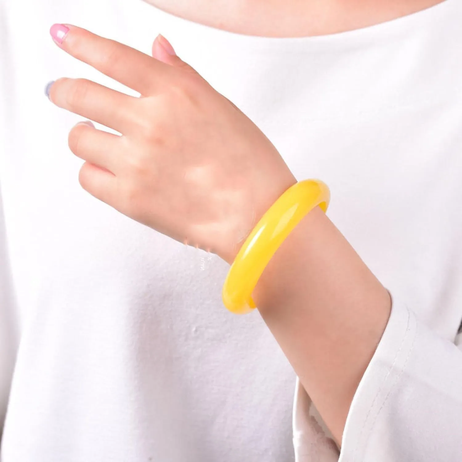 Natural Jade Bangle Bracelet For Women Genuine Yellow Bracelet With Jewelry Box,made By Masters, National Inspection And Certification
