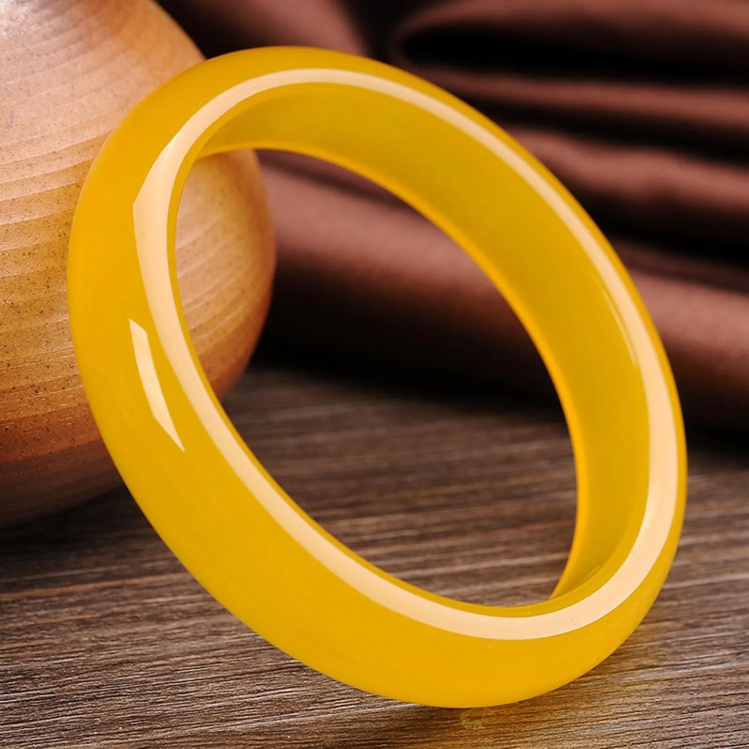 Natural Jade Bangle Bracelet, for Women Genuine Yellow Chalcedony Bracelet.