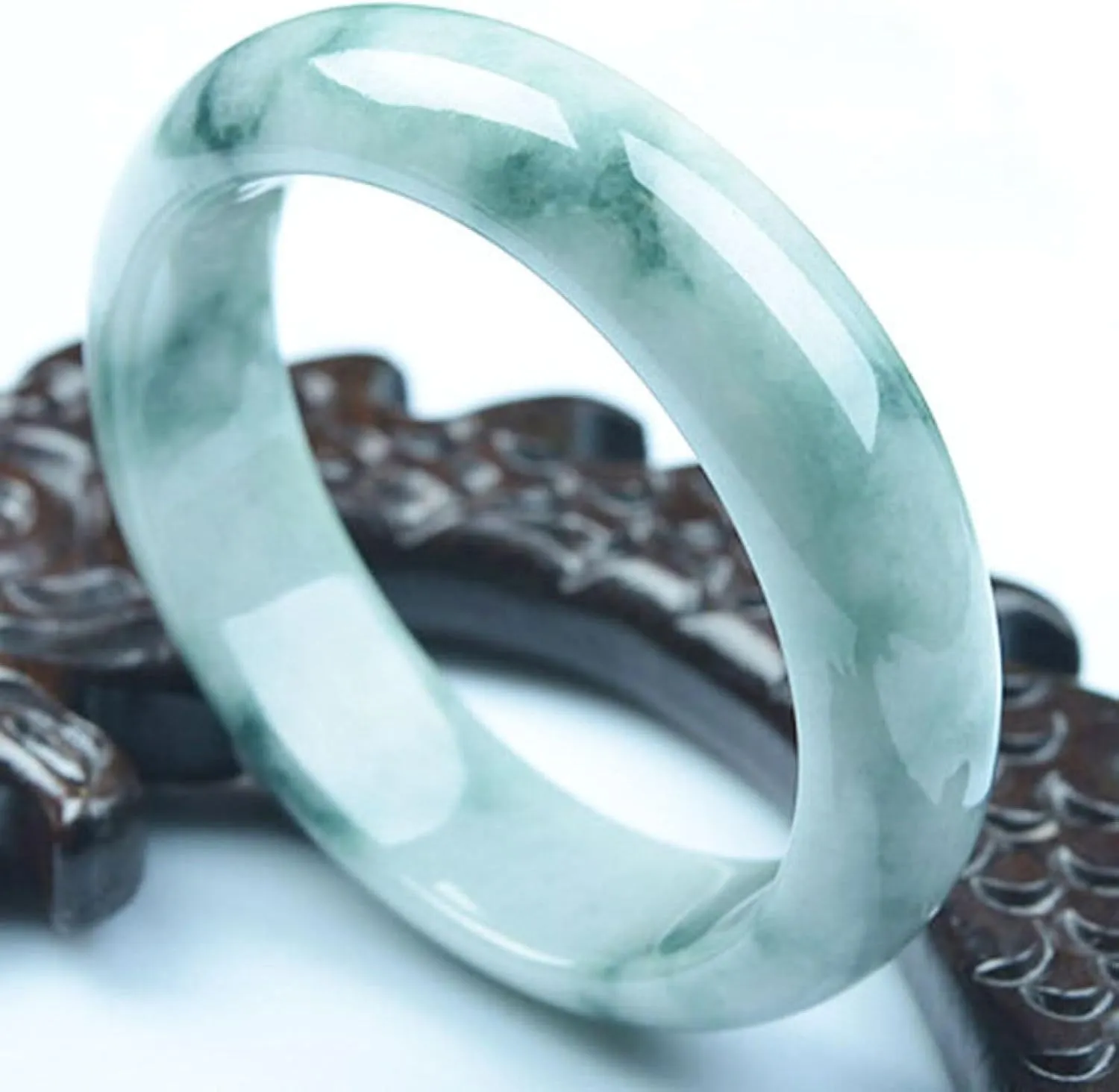 Natural Jade Bangle Bracelet For Women, Jade Floating Flower Bracelet,master-made, National-level Certification, With Certificate