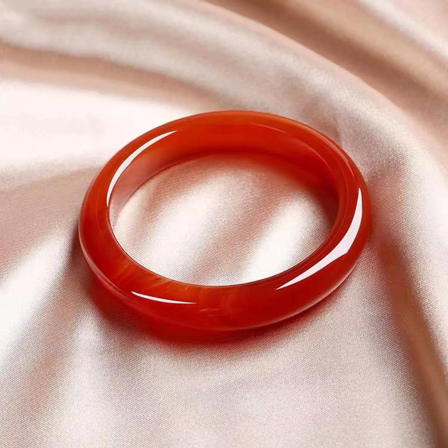 Natural Jade Bangle Bracelet For Women, Red Mid Width Engagement Bracelets Bring, Handmade