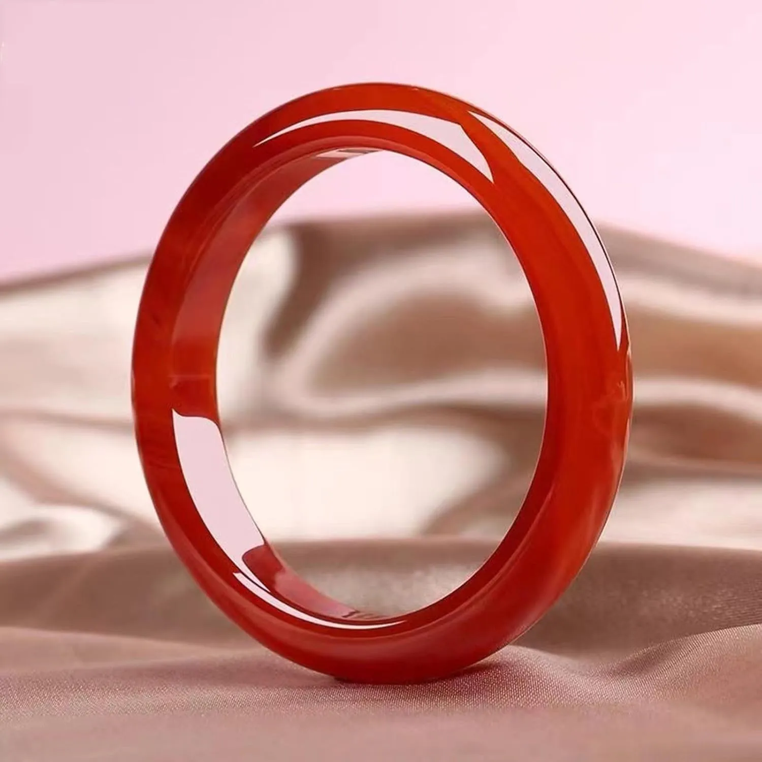 Natural Jade Bangle Bracelet For Women, Red Mid Width Engagement Bracelets Bring, Handmade