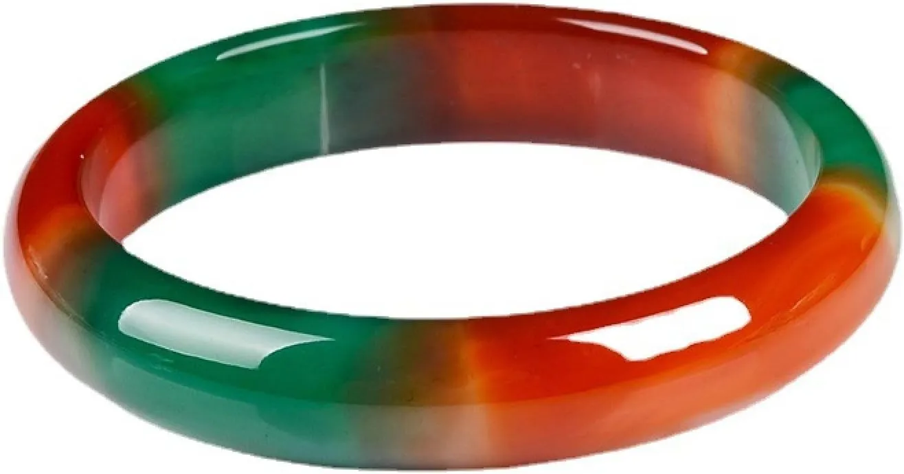 Natural Jade Bangle Bracelet for Women Three color colorful hand-carved bracelet