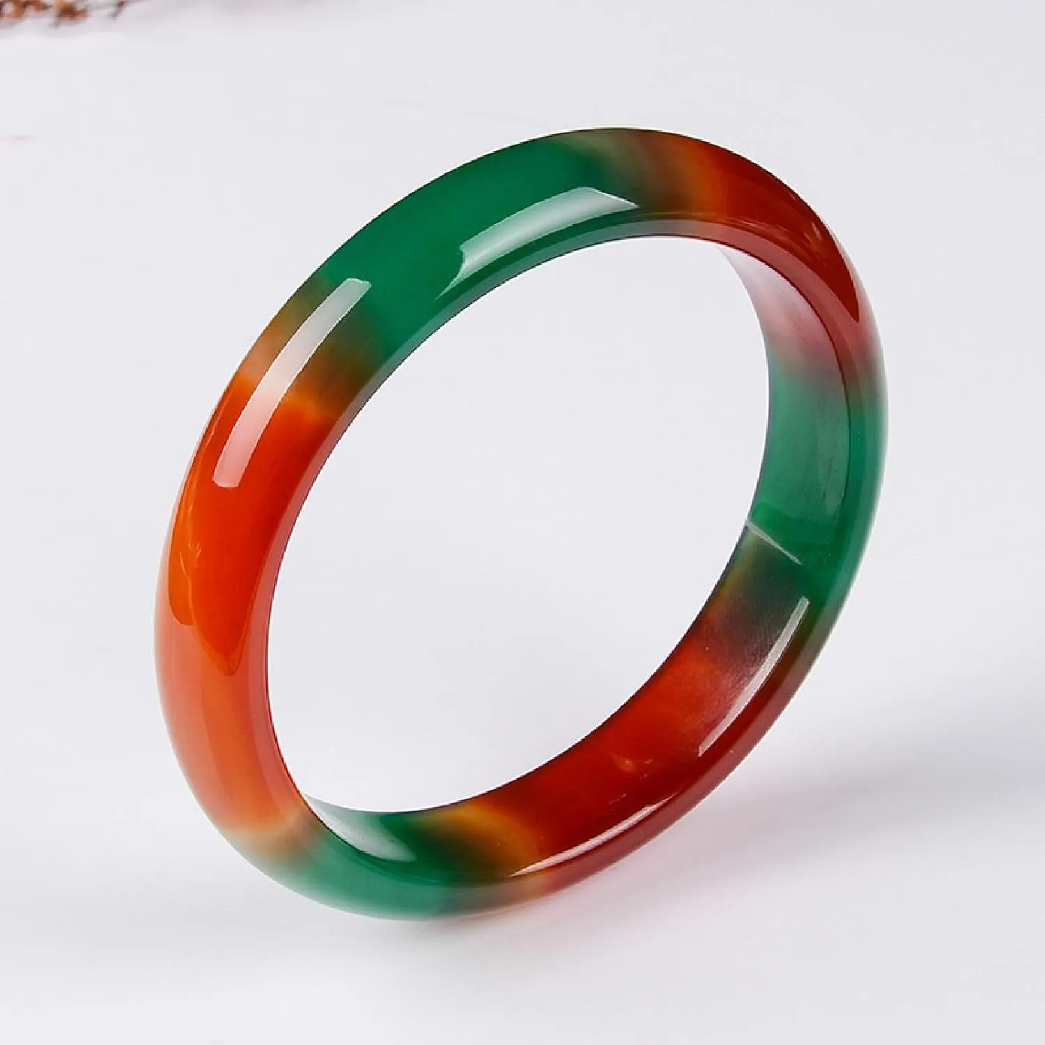 Natural Jade Bangle Bracelet for Women Three color colorful hand-carved bracelet