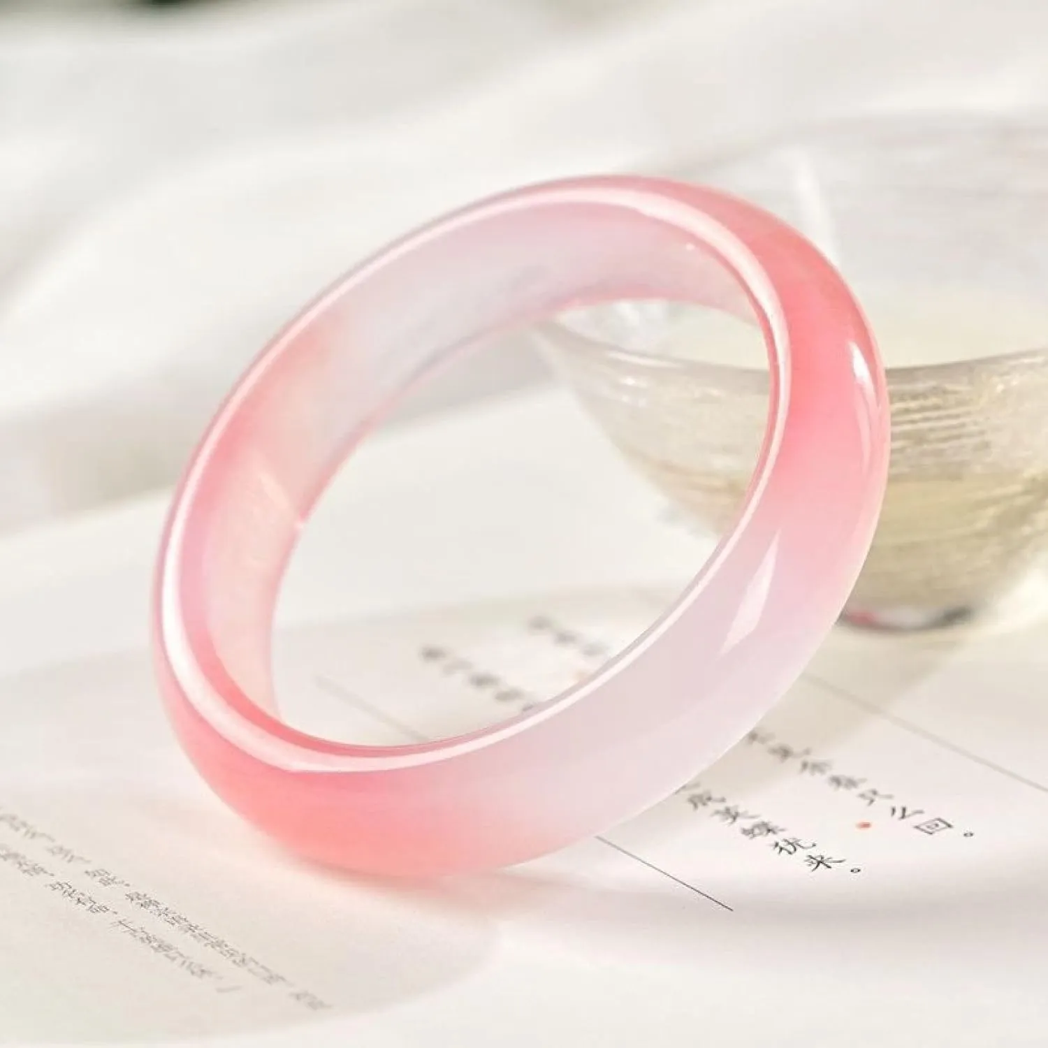 Natural jade bracelet, jade bracelet for women, pink round shape, with certificate