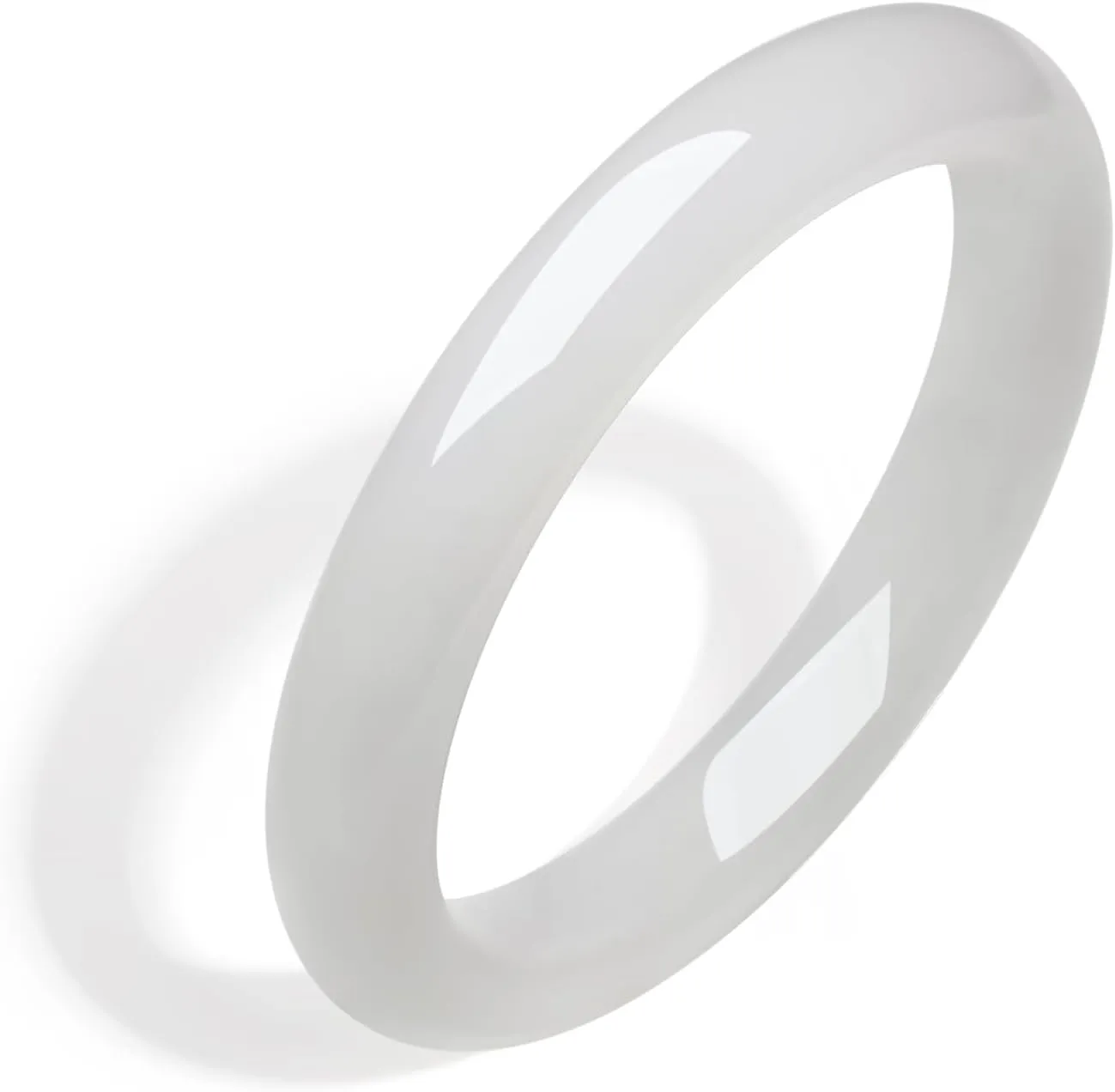 Natural Jade Bracelet Nephrite White Jade Bangle Round Feng Shui Gemstone Dainty Jewelry Hetian Jade Bangle Bracelet for Women Mom Daughter Size 54(170)-60(230) Y1012555-Y1012558