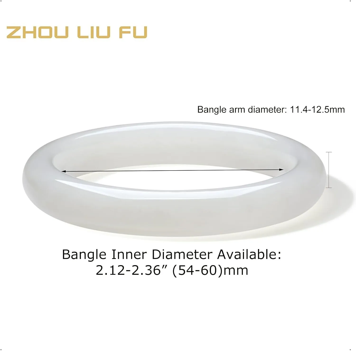 Natural Jade Bracelet Nephrite White Jade Bangle Round Feng Shui Gemstone Dainty Jewelry Hetian Jade Bangle Bracelet for Women Mom Daughter Size 54(170)-60(230) Y1012555-Y1012558