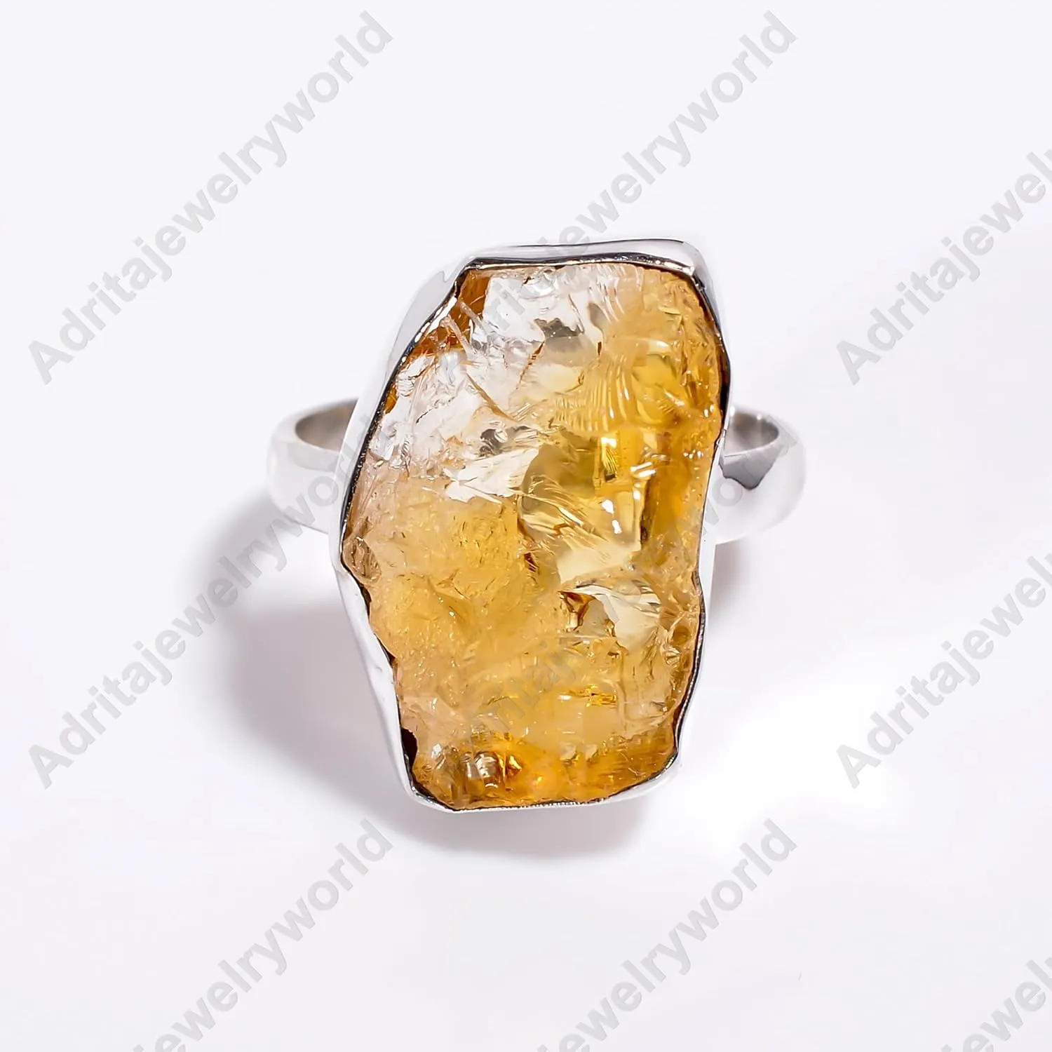 Natural Raw Citrine Gemstone 925 Sterling Silver Yellow Stone Handmade Statement Promise Rings Jewelry for Women (8)