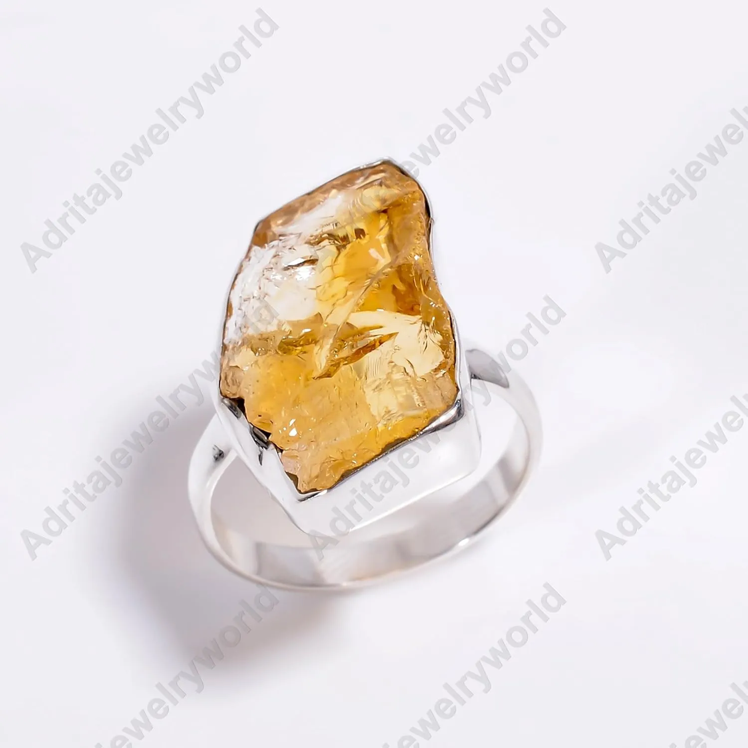 Natural Raw Citrine Gemstone 925 Sterling Silver Yellow Stone Handmade Statement Promise Rings Jewelry for Women (8)