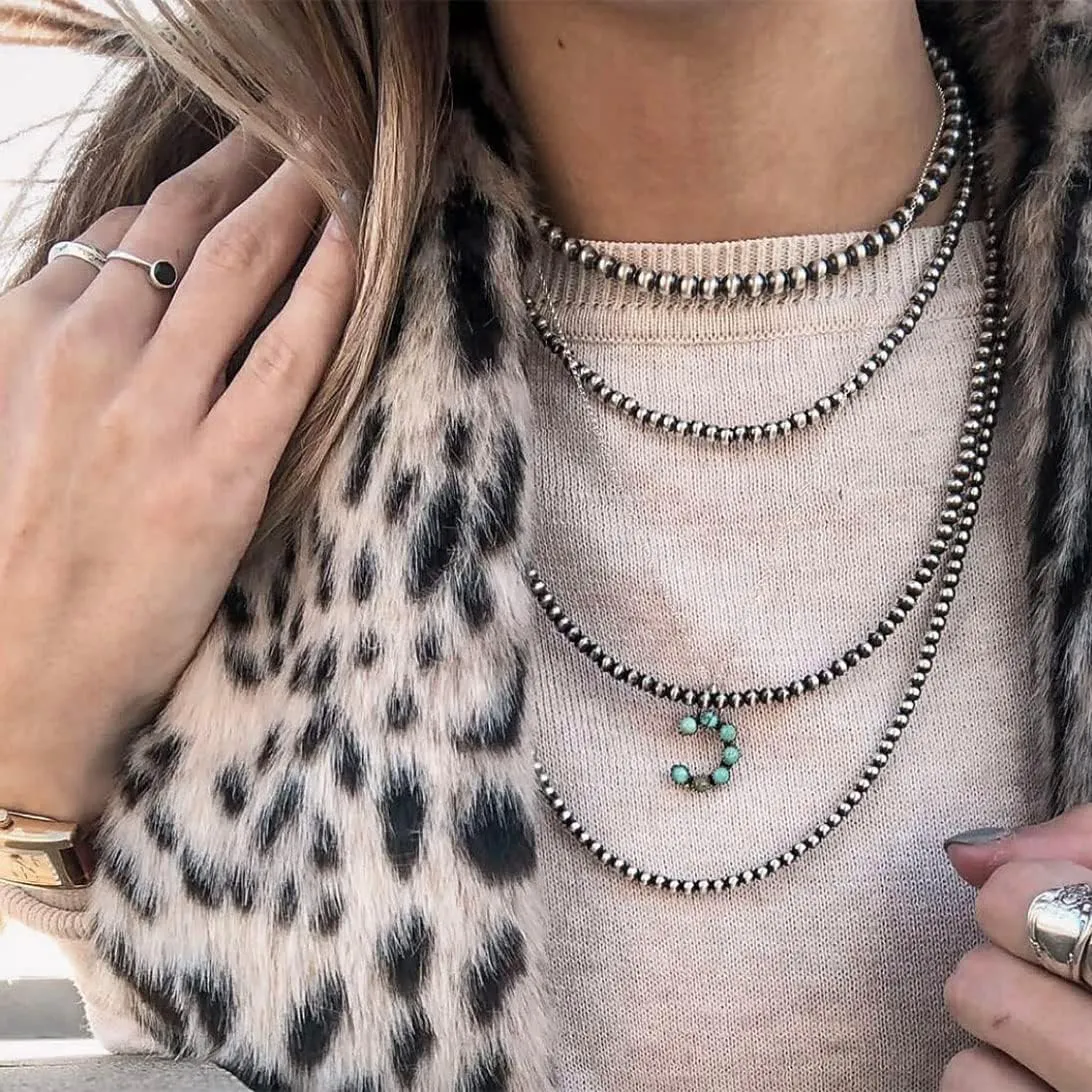 Navajo Pearl Necklace Western Jewelry for Women Turquoise Heart Bar Pendant Necklace Layered Boho Beaded Choker Necklace for Women