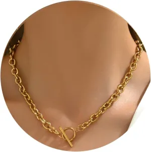 Necklace for Women 18K Gold Chunky Necklace Toggle Paperclip Statement Link T-Bar Clasp Dainty Gold Necklace Handmade Jewelry Gifts