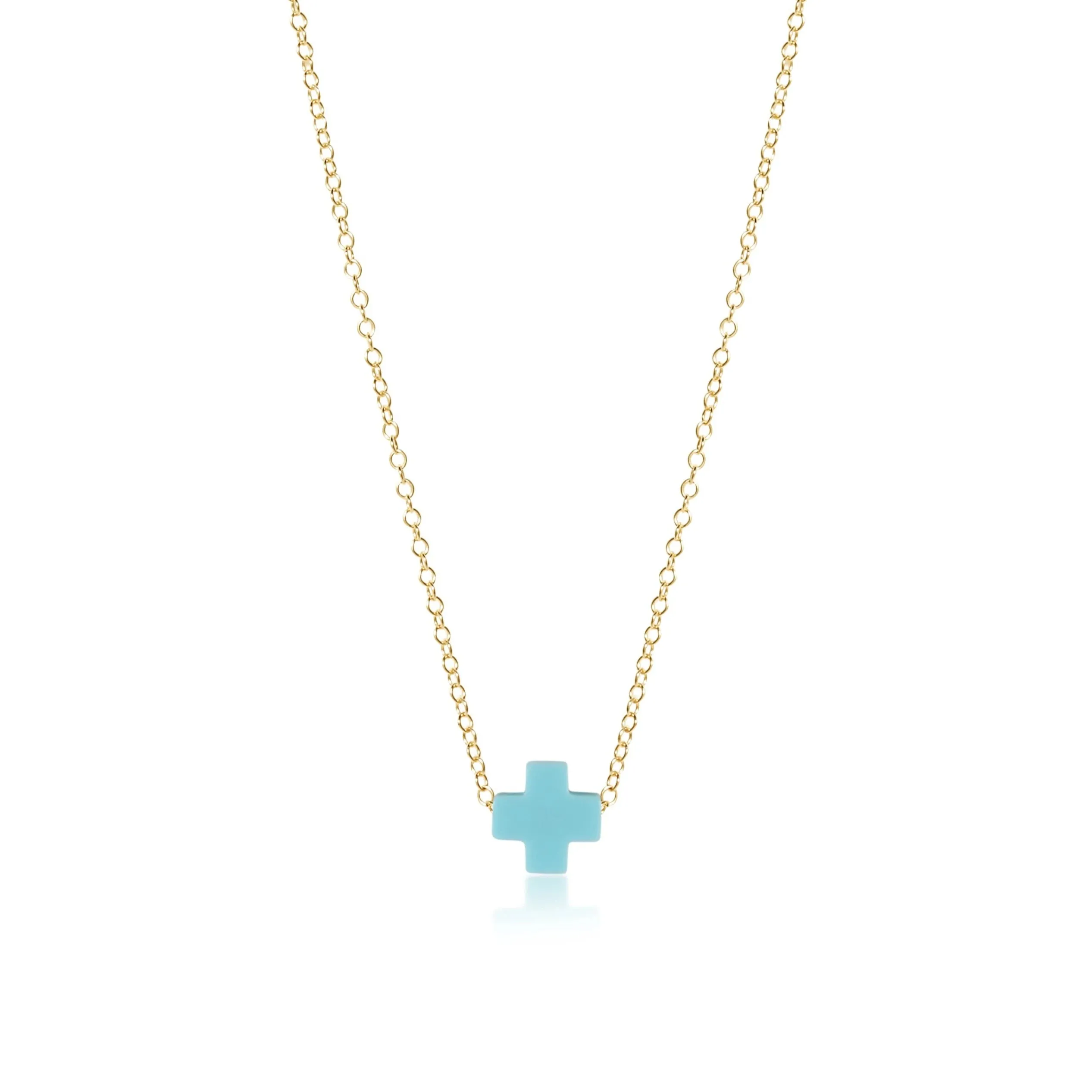 Necklace Gold - Signature Cross Turquoise
