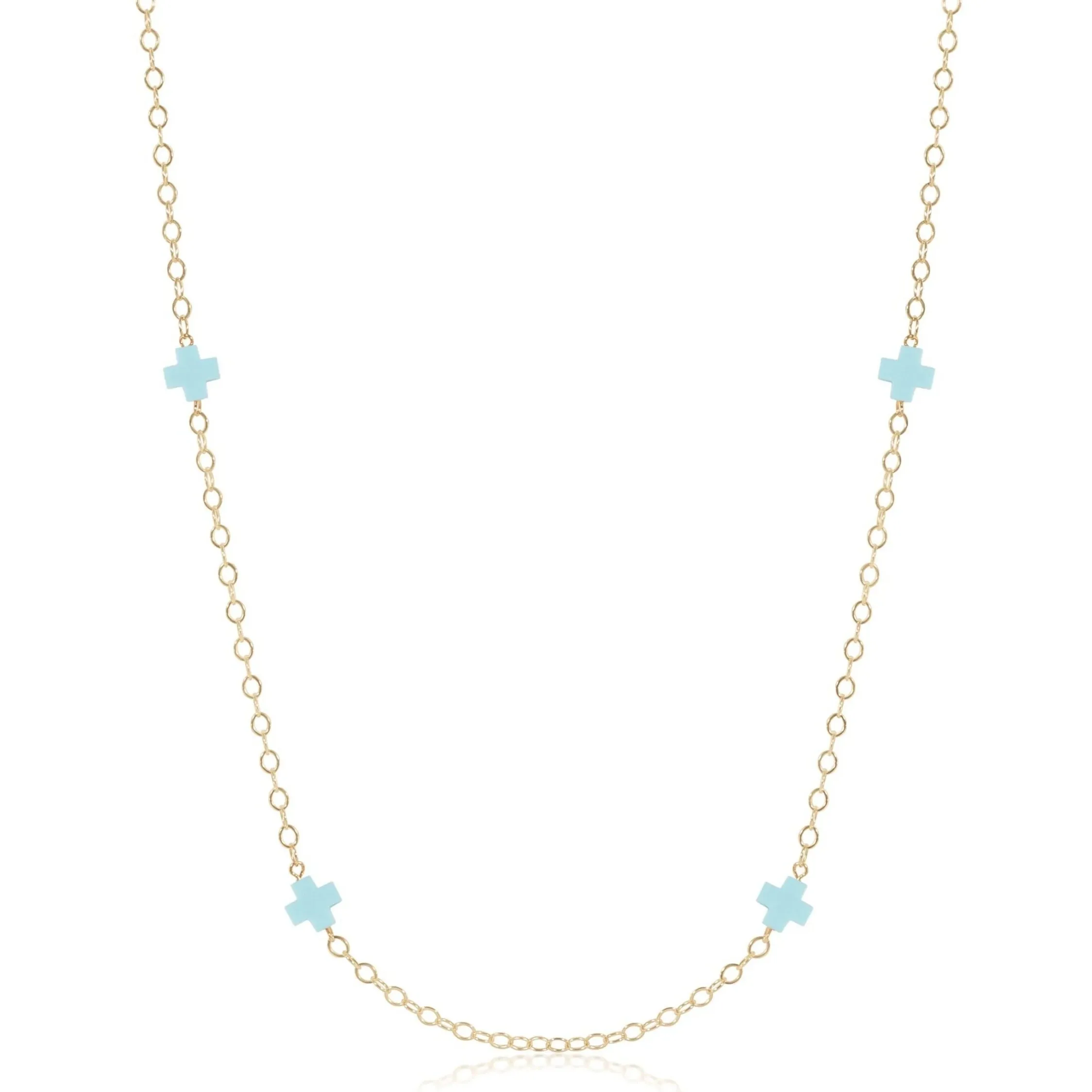 Necklace Simplicity Chain Gold - Signature Cross Turquoise