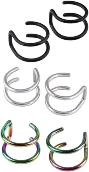 New 2025 1 Pairs 5 Style Punk Rock Ear Clip Cuff Wrap Earrings No Piercing-Clip Hollow Out U Pattern Statement Fashion Jewelry Gifts Trendy Accessories Creative Gift