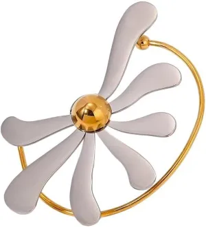 New 2025 Stainless Flower Ear Cuff In Silver 18K-Gold Color-Plated Pvd Waterproof Statement Jewelry    Fashion Trendy Accessories Creative Gift