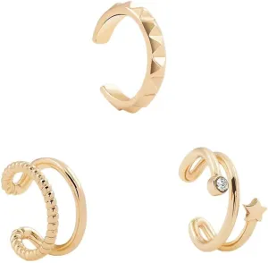 New 2025 Unisex Gift Fashion Crystal Metal Ear Cuff Set For Women Trendy Stackable Statement Rhinestone Clip Earrings Earcuffs Jewelry Findings Accessories Creative For Women And Men