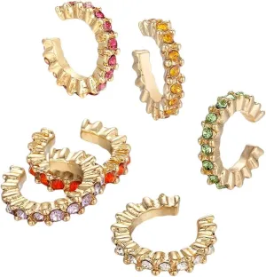 New 2025 Unisex Gift Fashion Crystal Metal Ear Cuff Set For Women Trendy Stackable Statement Rhinestone Clip Earrings Earcuffs Jewelry Findings Accessories Creative For Women And Men