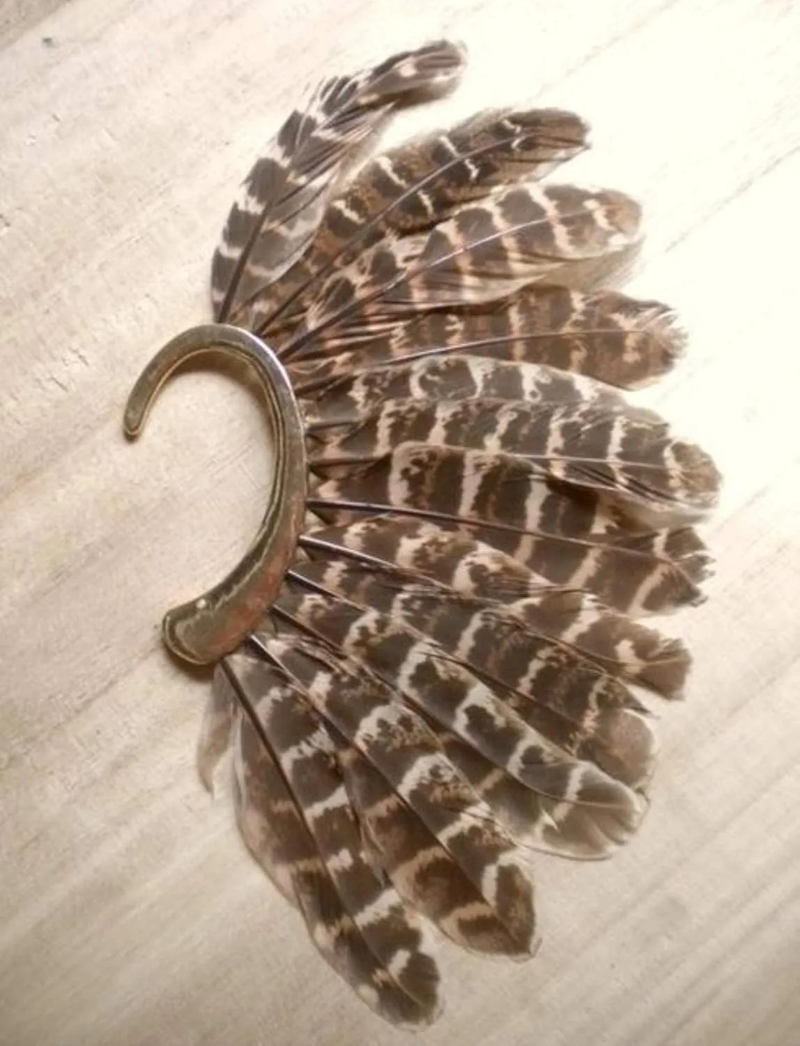 New Unique 1pc(Left) Unisex Big Feather Ear Cuff Non Piercing Gold Clip On Earrings for Women Men