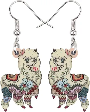 NEWEI Enamel Alloy South America Alpaca Earrings Drop Dangle Fashion Unique Animal Jewelry For Women Gift Charms