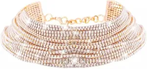 Nicute Rhinestone Choker Necklace Multi Layered Chain Crystal Diamond Statement Necklace Wedding Jewelry for Women