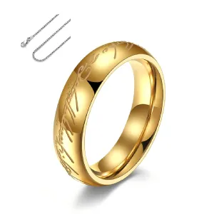 Noctilucent Gold Plated Stainless Ring Pendant Chain Necklace (8)