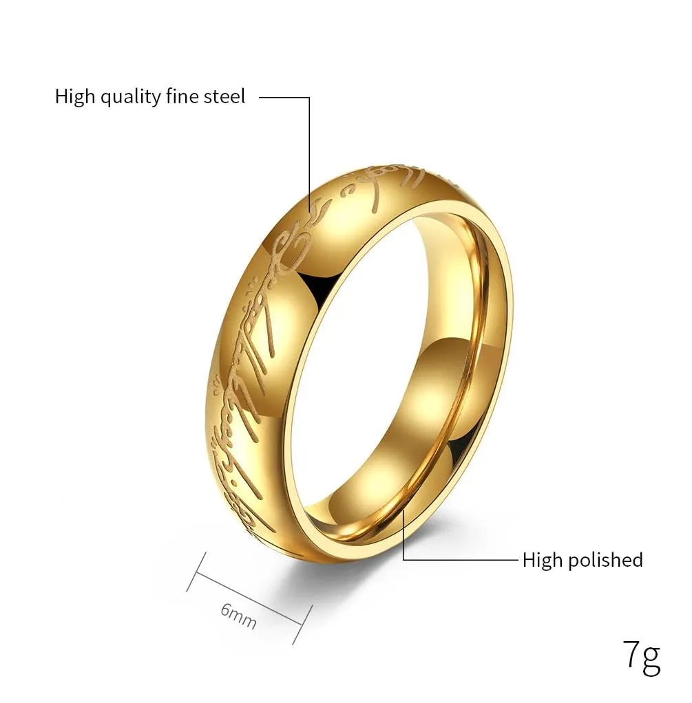 Noctilucent Gold Plated Stainless Ring Pendant Chain Necklace (8)