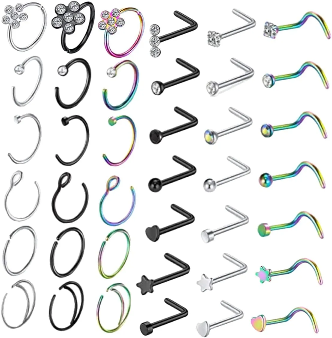 NOLITOY 1 Set Combination Nose Nose Ring Hoops for Studs Women Rings Piercing Nose Jewelry Nose Ornaments Nose Accessories Fashion Nose Accessories Stainless Steel