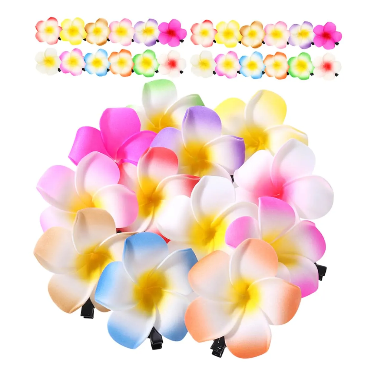 NOLITOY 36pcs Simulation Plumeria Hairpins For Women: Multicolor Flower Clips For Vacation Hawaii Party - Costume Accessories