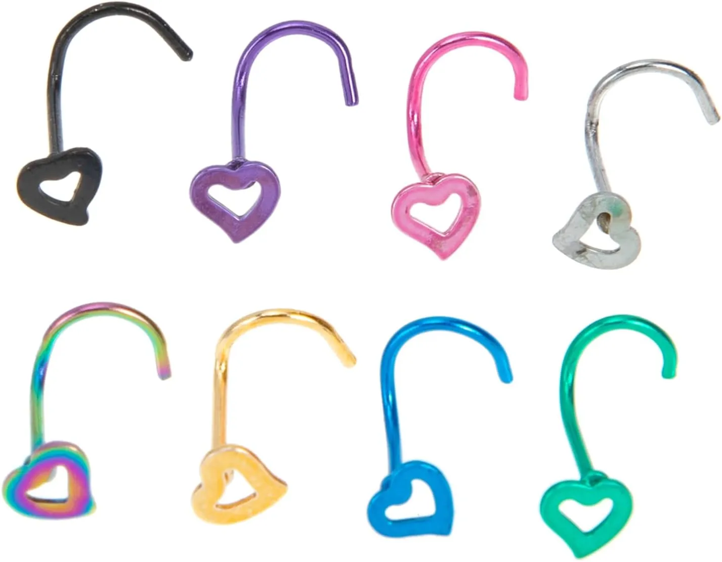 Nose Rings Sterling Silver 8pcs Stud Nose Rings for Women in Stainless Steel